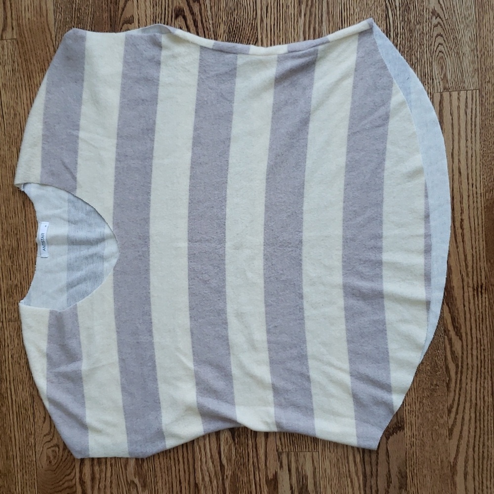 (M) Antistar Striped Neutral Cottagecore Soft Fuzzy Comfy Canadian Made Boxy Fit